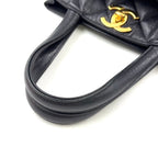 Chanel Quilted Turnlock Caviar Leather Black Tote Bag Gold — view 5
