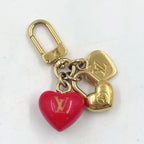 Louis Vuitton LV Heart Gold Plated Red Micro Charm Keychain
