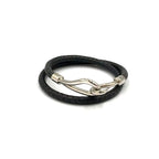 Hermes Jumbo Bracelet Leather Black Bangle Silver
