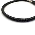 Hermes Jumbo Bracelet Leather Black Bangle Silver — view 8