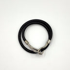 Hermes Jumbo Bracelet Leather Black Bangle Silver — view 3
