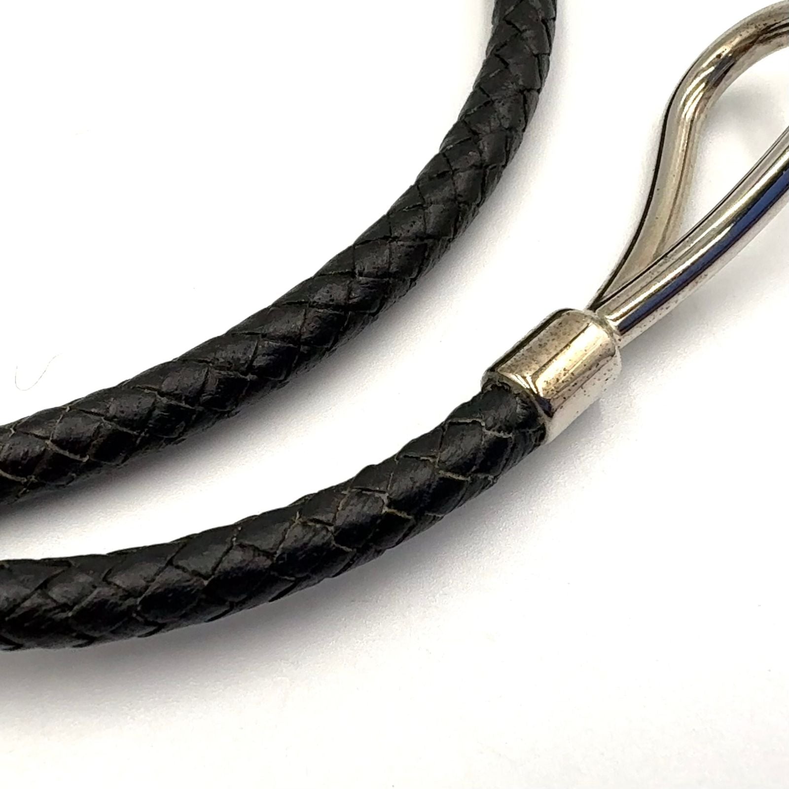 Hermes Jumbo Bracelet Leather Black Bangle Silver — view 7