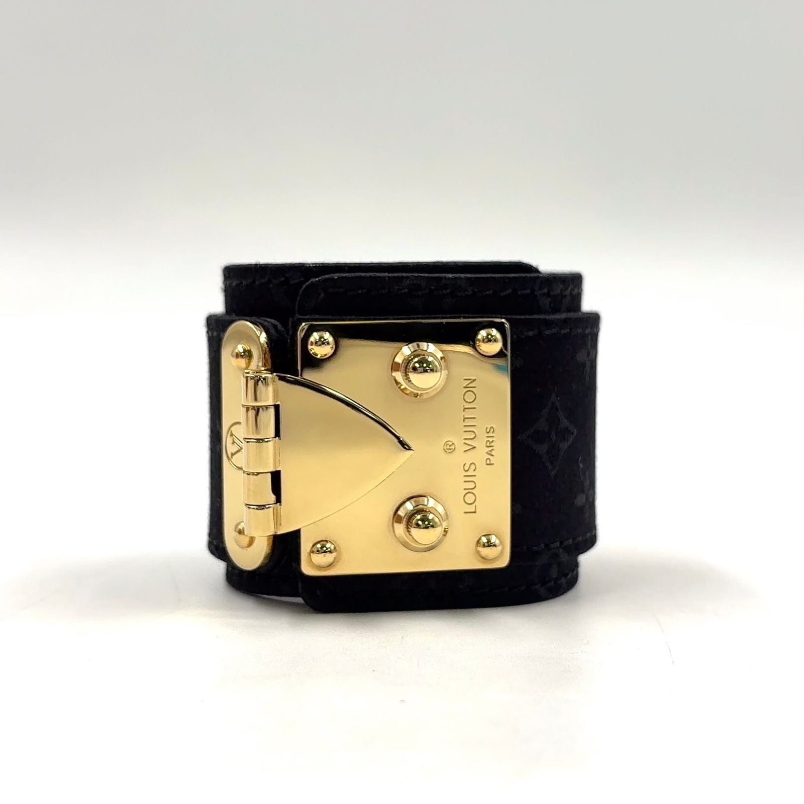 Louis Vuitton Bracelet Serrure Suhali Noir Canvas Black Gold