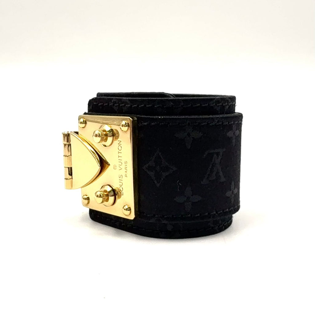 Louis Vuitton Bracelet Serrure Suhali Noir Canvas Black Gold — view 2