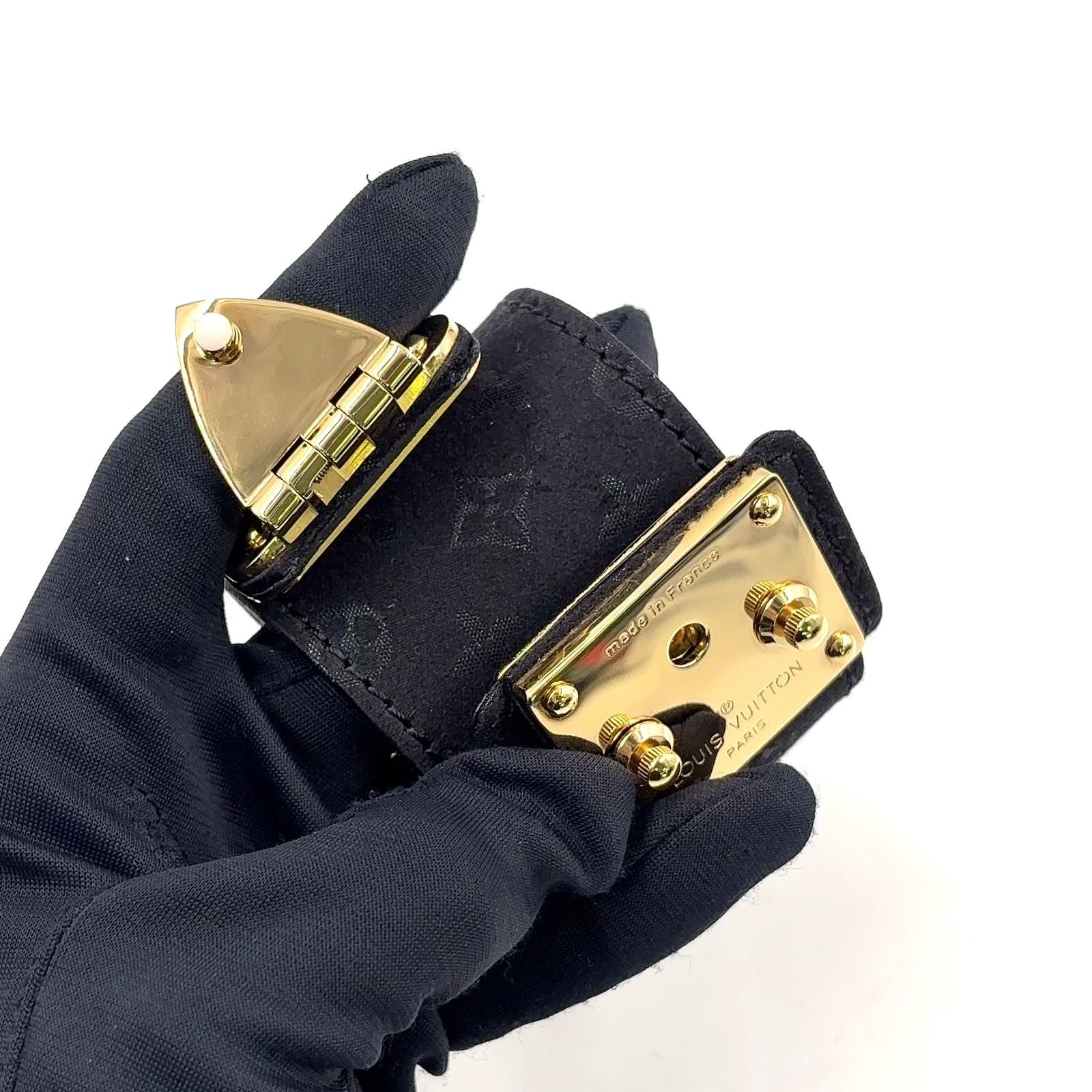 Louis Vuitton Bracelet Serrure Suhali Noir Canvas Black Gold — view 6