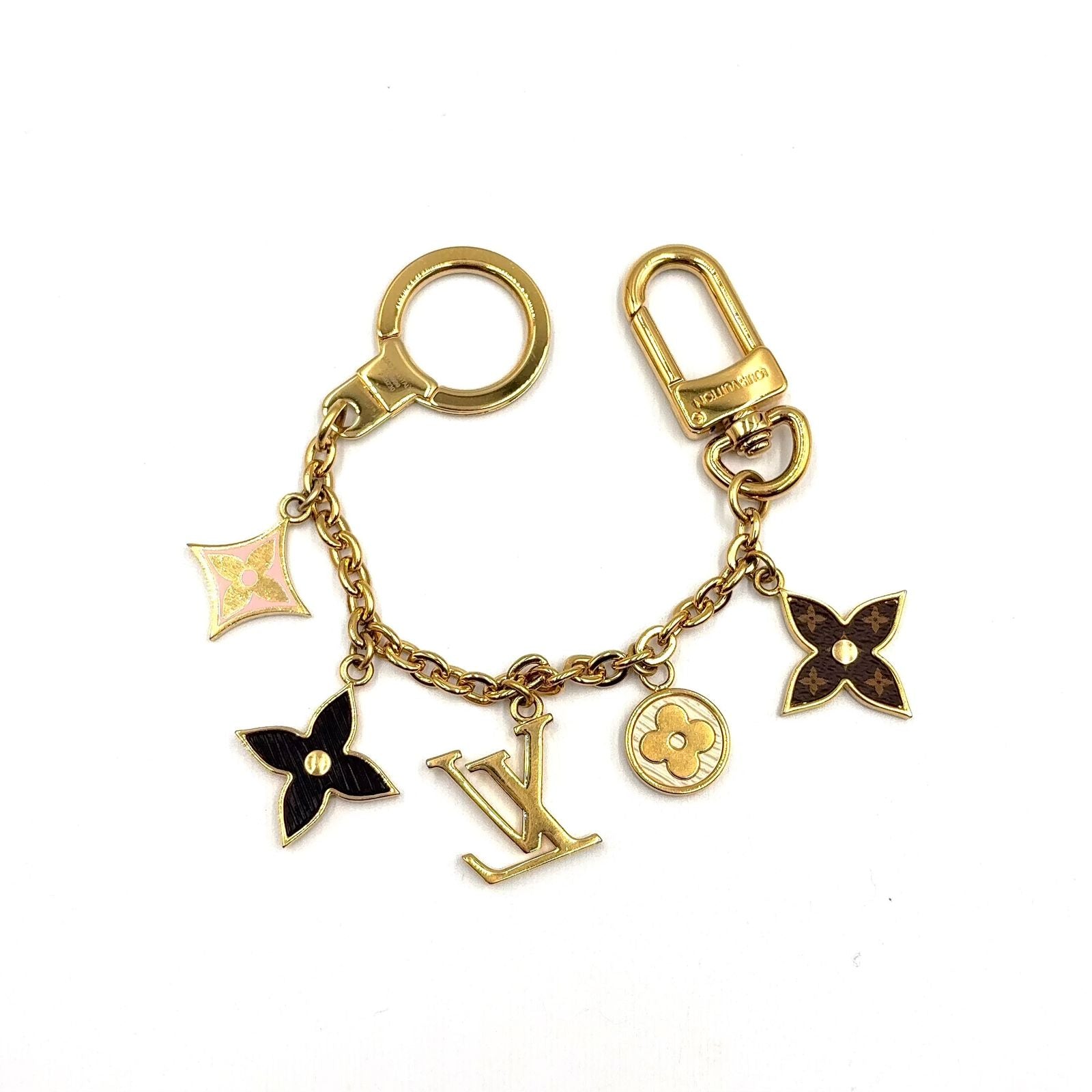 Louis Vuitton Bijou Sac Chaine Spring Street Key Ring Brown Black Light Pink — view 2