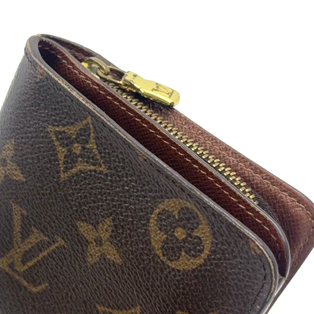 Louis Vuitton Compact Zip Monogram Leather Brown Bifold Wallet Gold — view 6