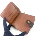 Louis Vuitton Compact Zip Monogram Leather Brown Bifold Wallet Gold — view 3