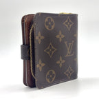 Louis Vuitton Compact Zip Monogram Leather Brown Bifold Wallet Gold — view 2