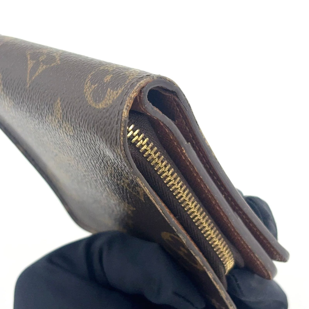 Louis Vuitton Compact Zip Monogram Leather Brown Bifold Wallet Gold — view 8