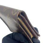 Louis Vuitton Compact Zip Monogram Leather Brown Bifold Wallet Gold — view 8