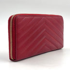 Saint Laurent Paris Monogram Cassandra Leather Red Round Zippy Wallet Gold — view 2