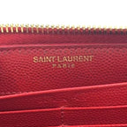 Saint Laurent Paris Monogram Cassandra Leather Red Round Zippy Wallet Gold — view 4