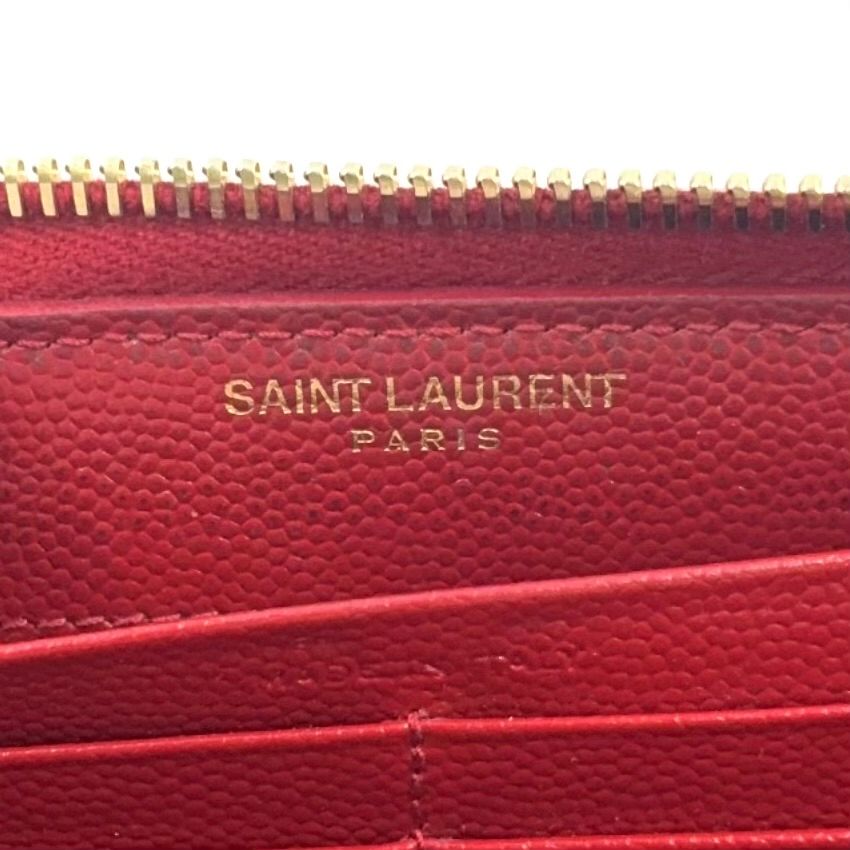 Saint Laurent Paris Monogram Cassandra Leather Red Round Zippy Wallet Gold — view 4