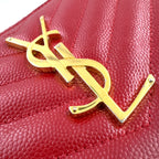 Saint Laurent Paris Monogram Cassandra Leather Red Round Zippy Wallet Gold — view 6