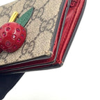 Gucci GG Supreme Compact Wallet Leather Beige Red Bifold Gold — view 7
