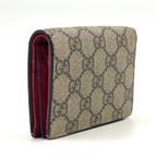 Gucci GG Supreme Compact Wallet Leather Beige Red Bifold Gold — view 2