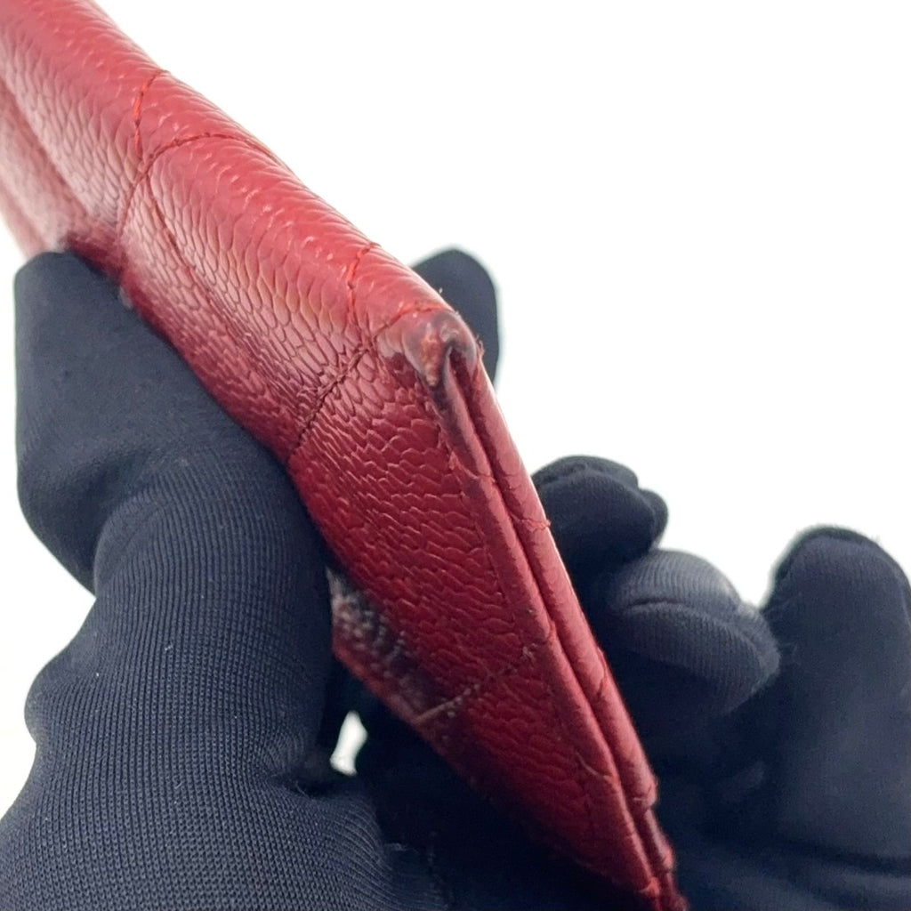Chanel Classic Caviar Leather Red Card Case Silver — view 7