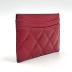 Chanel Classic Caviar Leather Red Card Case Silver — view 2