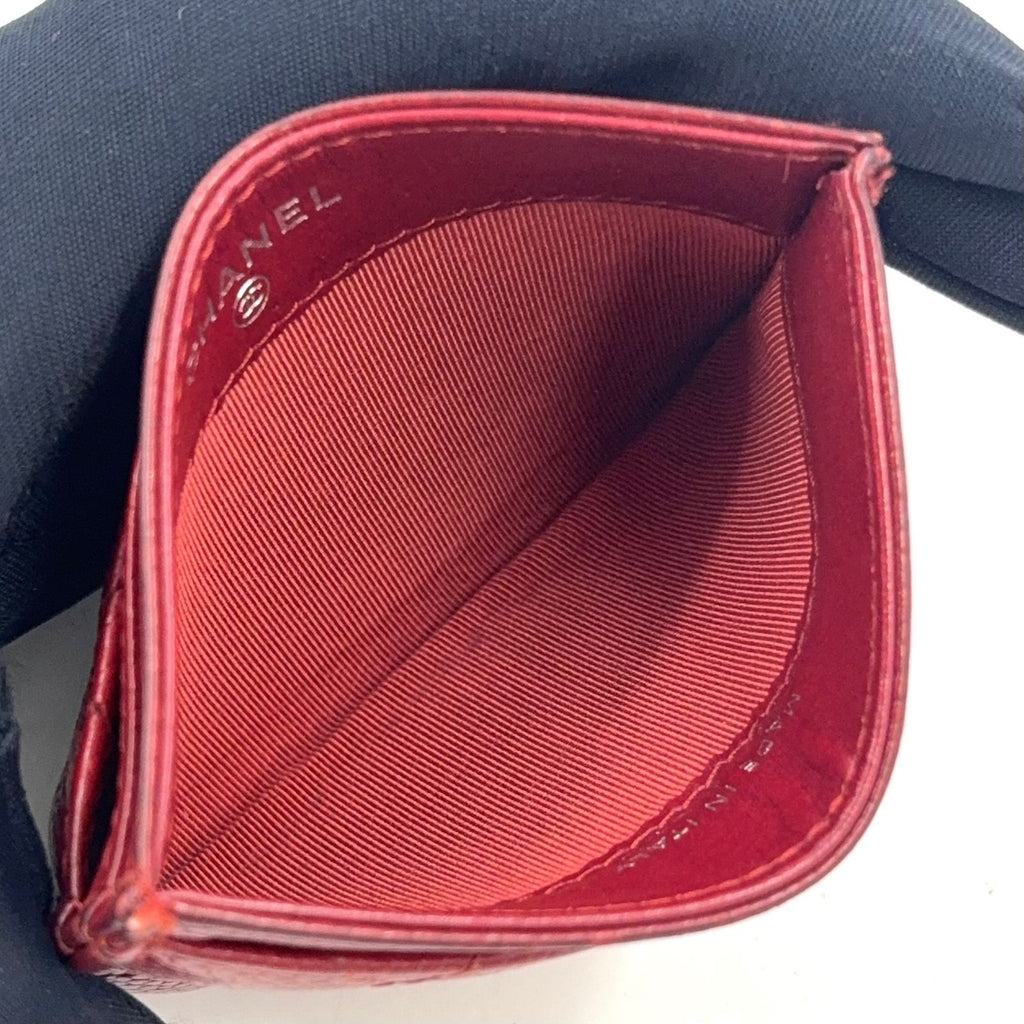 Chanel Classic Caviar Leather Red Card Case Silver — view 3