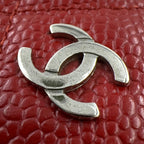 Chanel Classic Caviar Leather Red Card Case Silver — view 5