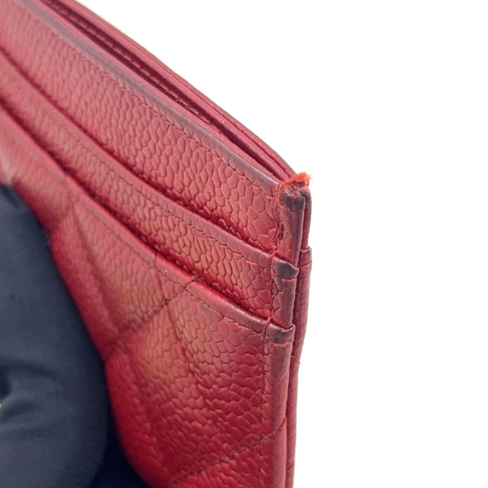 Chanel Classic Caviar Leather Red Card Case Silver — view 6