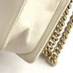 Chanel Boy Leather Shearling Ivory Chain Shoulder Bag Gold — view 8