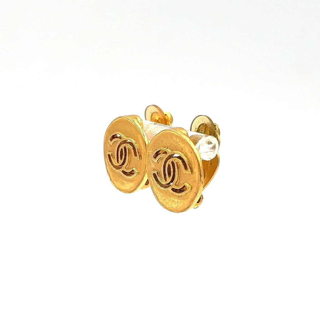 Chanel CC Logo Gold Plated Earrings — view 2