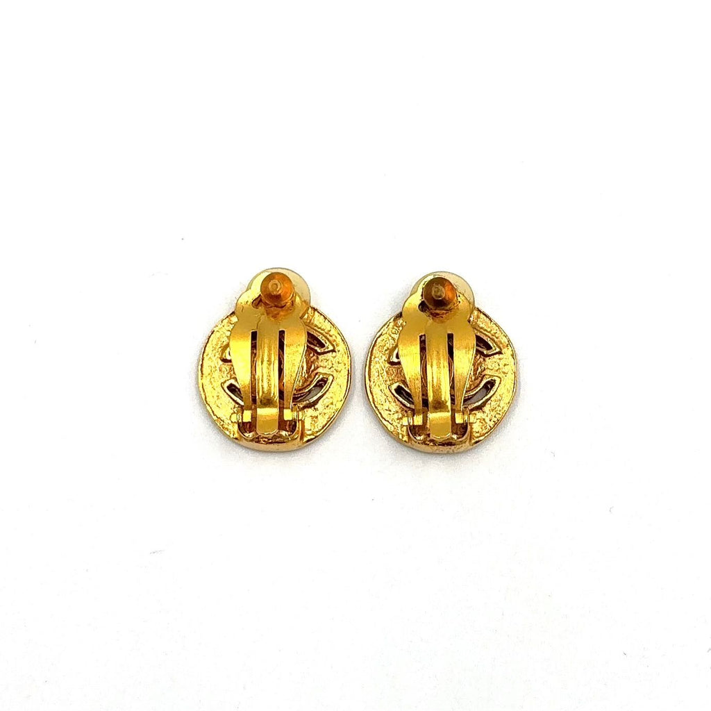 Chanel CC Logo Gold Plated Earrings — view 3