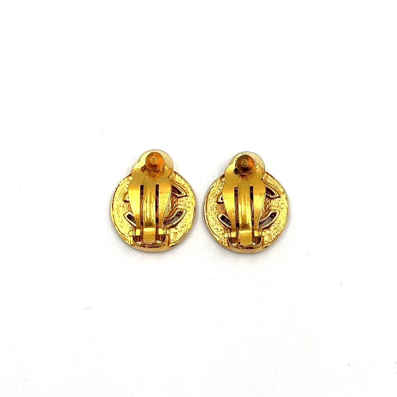 Chanel CC Logo Gold Plated Earrings — view 3