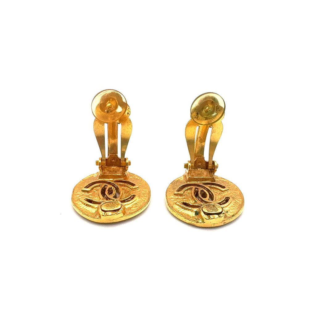 Chanel CC Logo Gold Plated Earrings — view 5