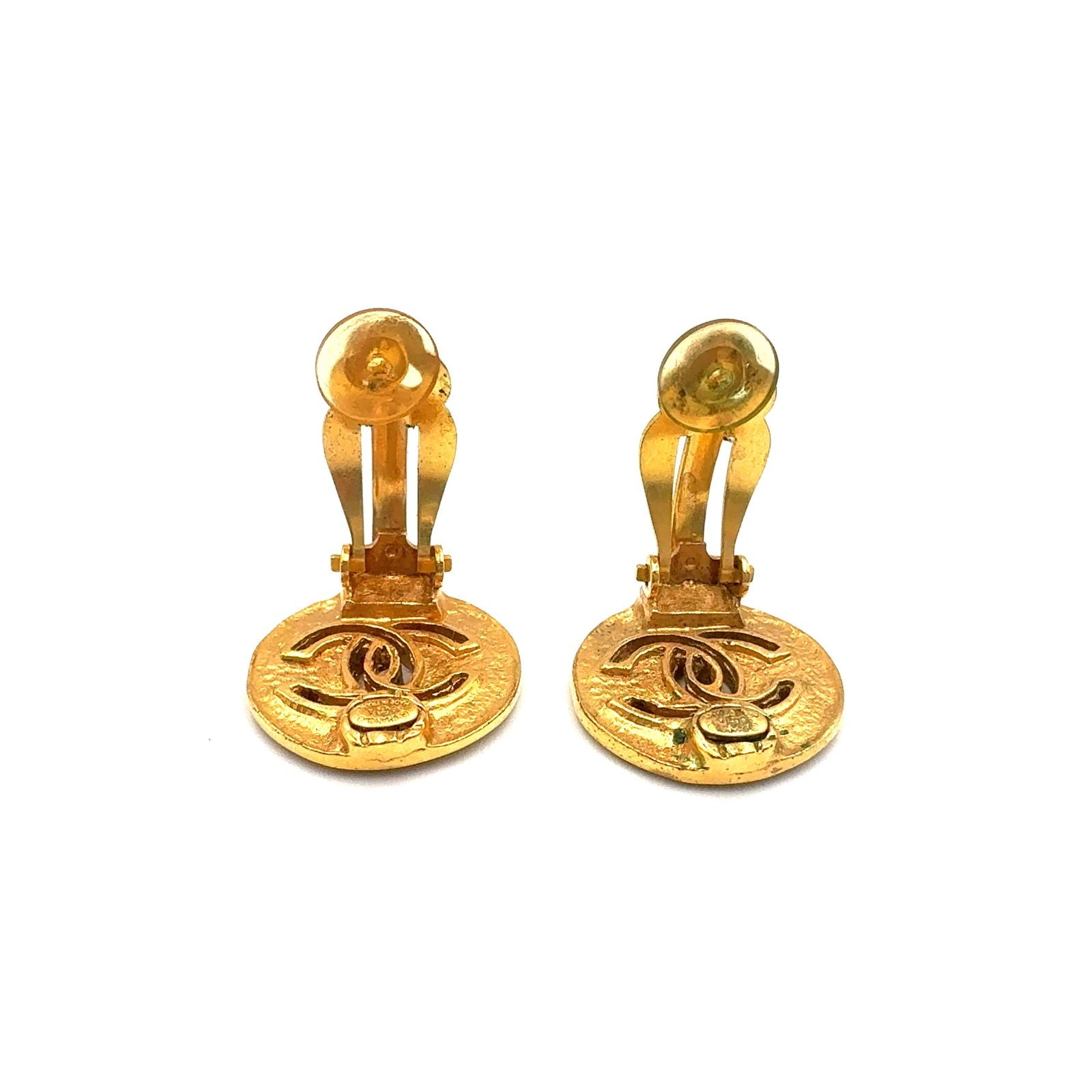 Chanel CC Logo Gold Plated Earrings — view 5