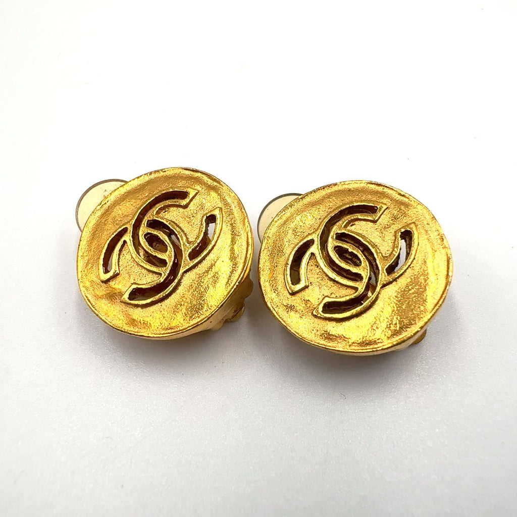 Chanel CC Logo Gold Plated Earrings — view 6