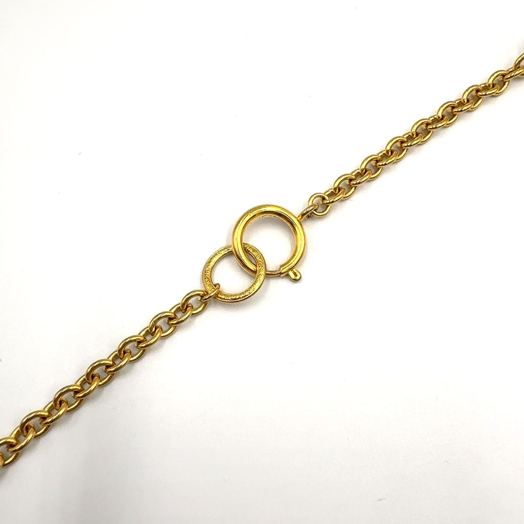 Chanel CC Logo Coin Motif Metal Faux Pearl Gold Necklace — view 6