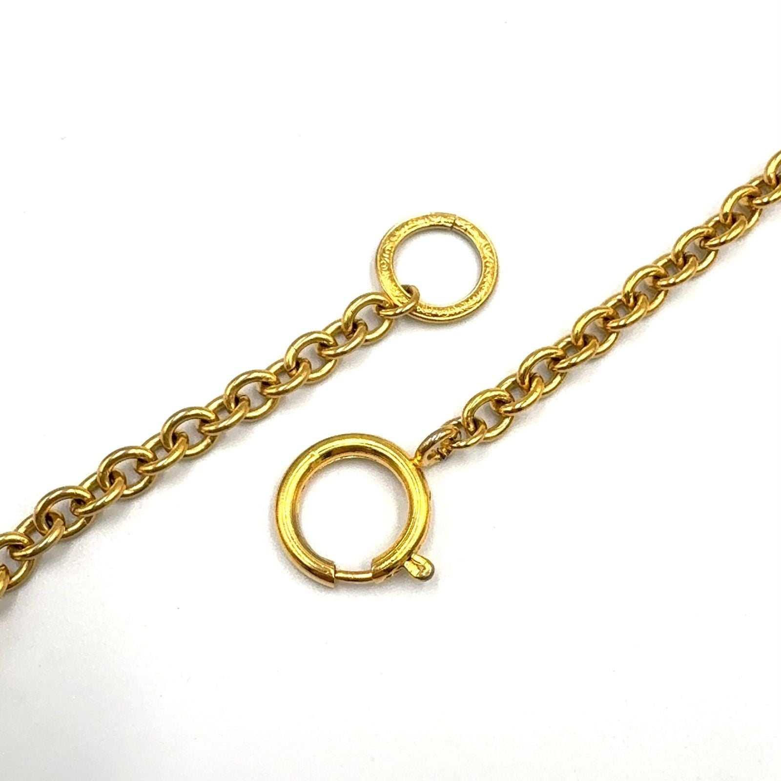 Chanel CC Logo Coin Motif Metal Faux Pearl Gold Necklace — view 7
