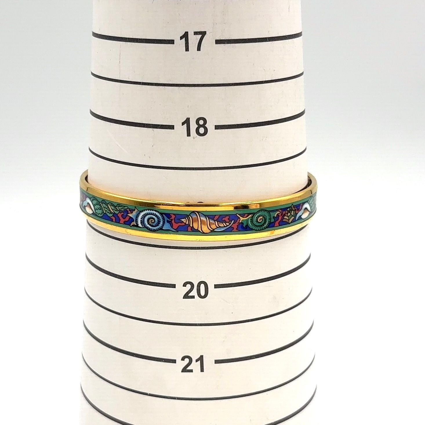 Hermes Enamel Metal Gold Multicolor Bracelet Bangle — view 8