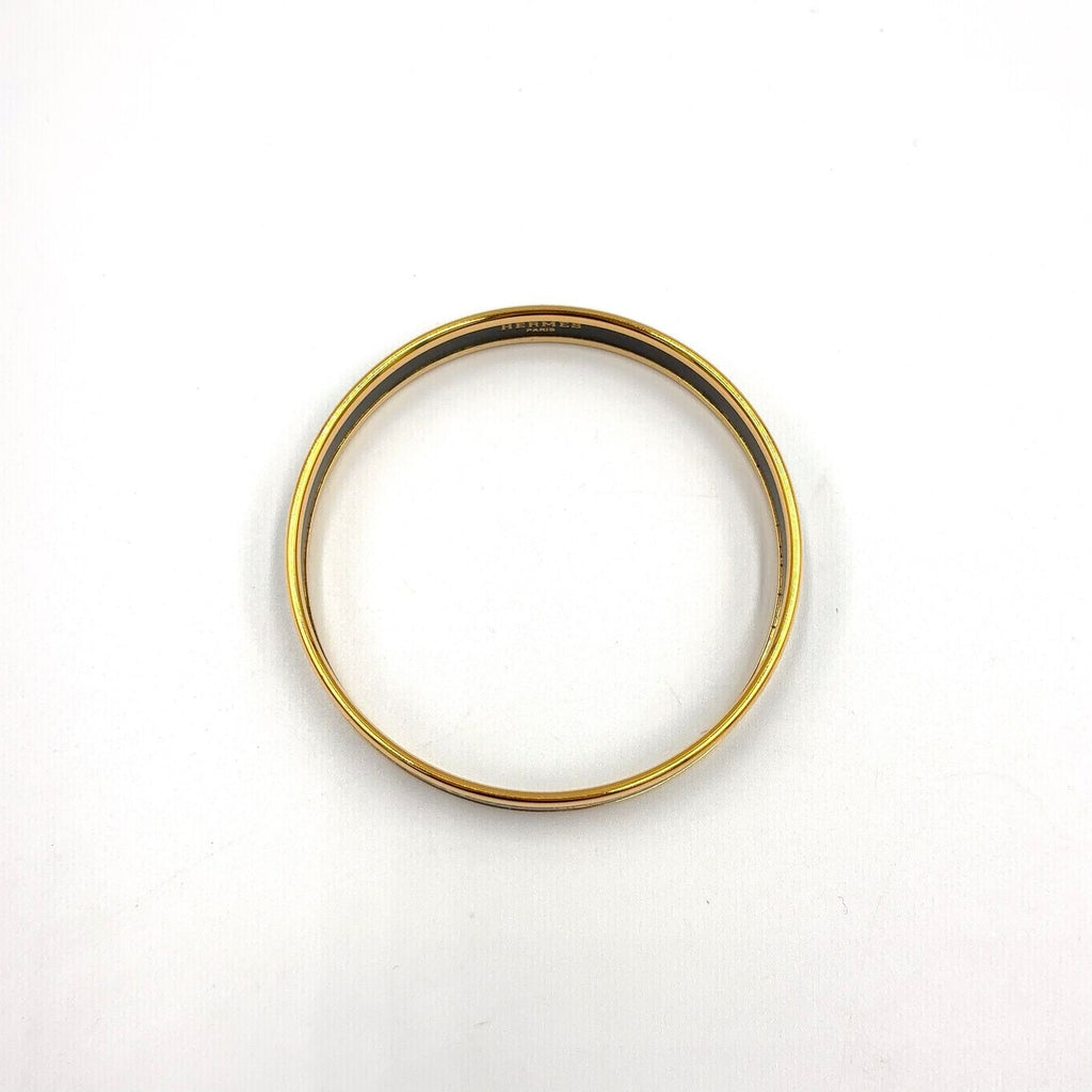 Hermes Enamel Metal Gold Multicolor Bracelet Bangle — view 3