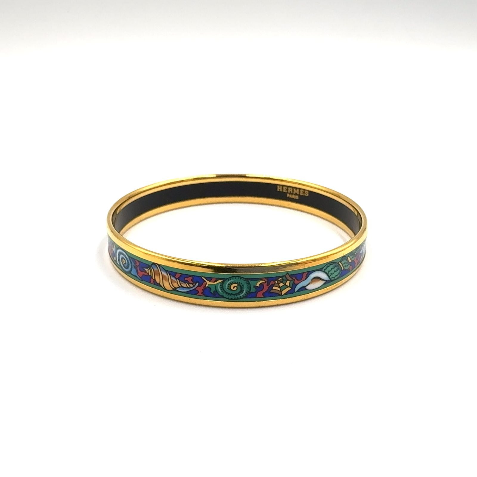 Hermes Enamel Metal Gold Multicolor Bracelet Bangle — view 2