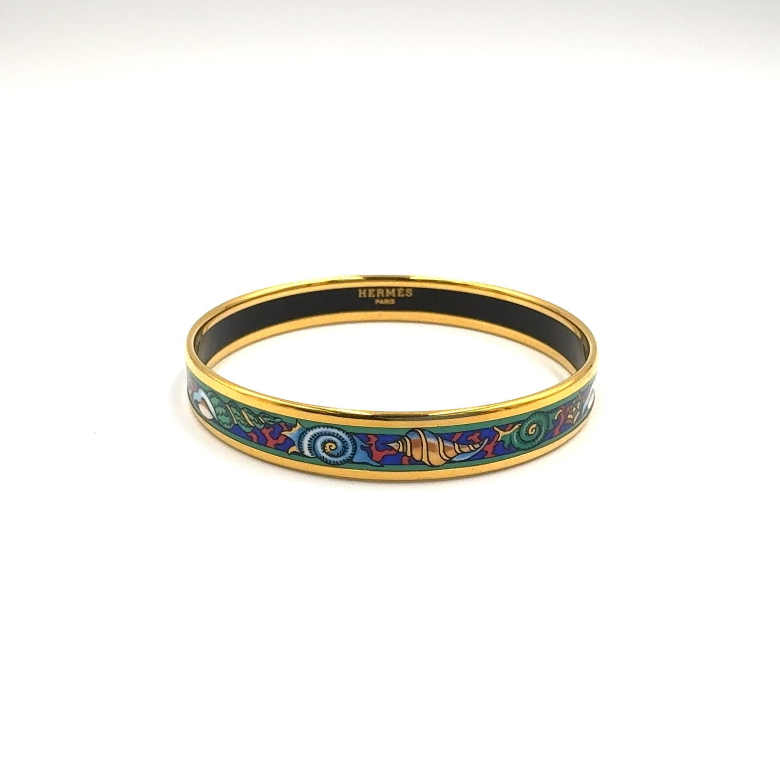 Hermes Enamel Metal Gold Multicolor Bracelet Bangle