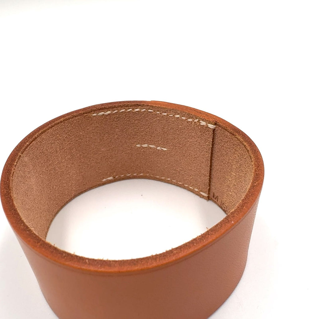 Hermes Pool Tour GM Leather Light Brown Bracelet Bangle — view 5