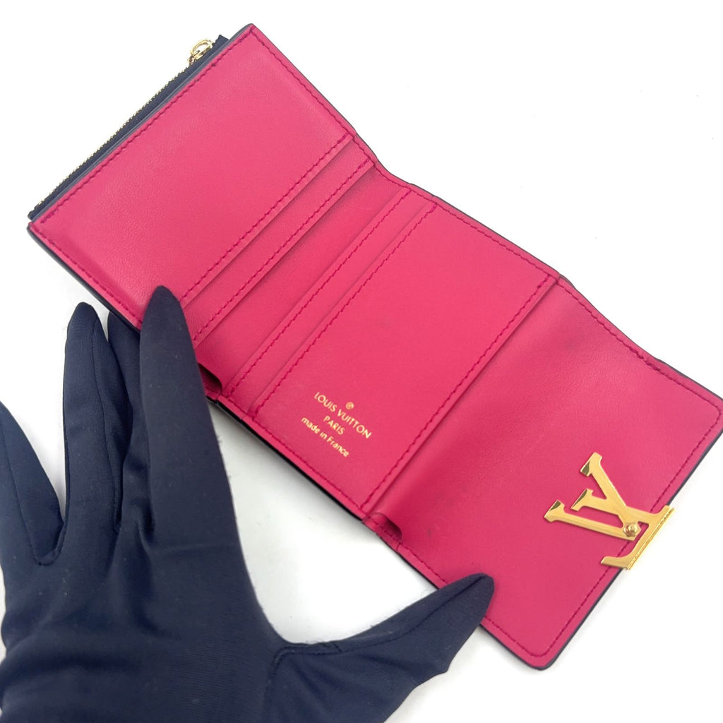 Louis Vuitton Portefeuille Capucines Enabled Leather Pink Black Trifold Wallet — view 3