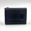 Louis Vuitton Portefeuille Pilot Aerogram Leather Black Trifold Wallet