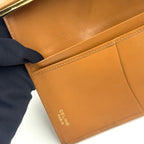 Celine Macadam Pattern Kiss Lock Bifold Wallet Leather Beige Gold — view 6