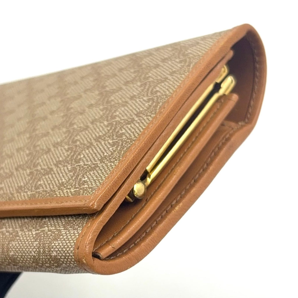 Celine Macadam Pattern Kiss Lock Bifold Wallet Leather Beige Gold — view 5