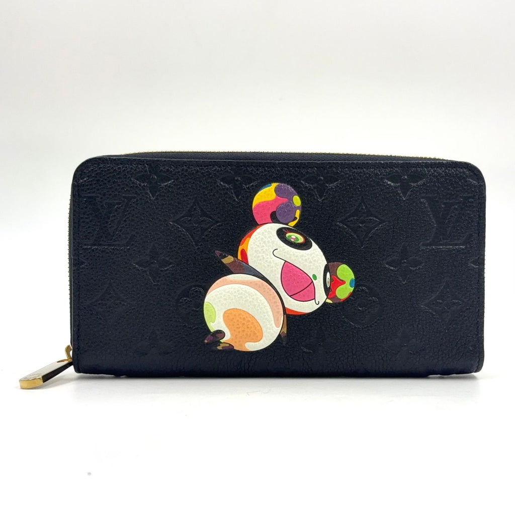 Louis Vuitton Zippy Wallet Takashi Murakami Panda Collaboration Leather Black