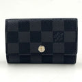 Louis Vuitton Multicles 6 Damier Graphite Leather Black Key Case Silver Key