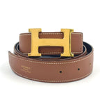 Hermes Constance H Reversible Belt Leather Brown Black Gold