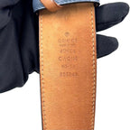 Gucci Interlocking G Buckle Leather Metal Blue Gray Belt Silver — view 3