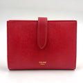 Celine Medium Strap Wallet Bifold Leather Red Gold