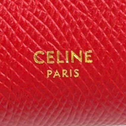 Celine Medium Strap Wallet Bifold Leather Red Gold — view 4